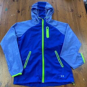 Under Armour Women's M Blue‎ Neon Zip Up Hooded Lightweight Athletic Jacket
